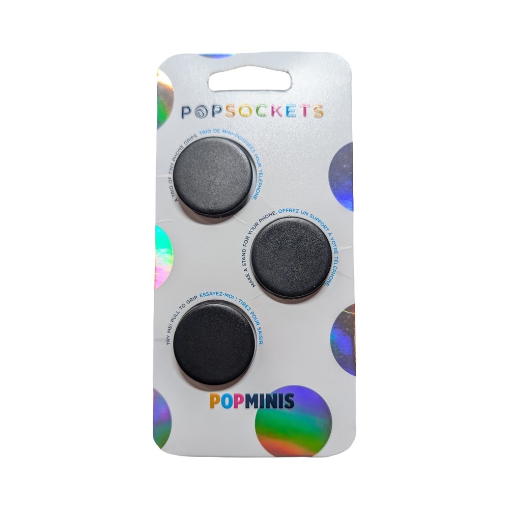 Gg3-N PopSockets PopMinis - 3 Mini Grips for Phones & Tablets - Black